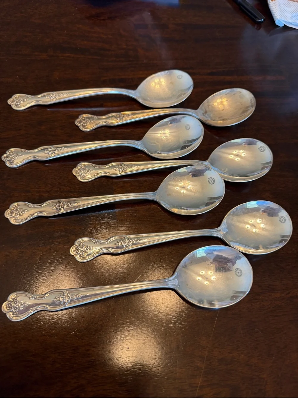 Ornate Silver-Tone Gumbo Spoon Set - 6-Piece